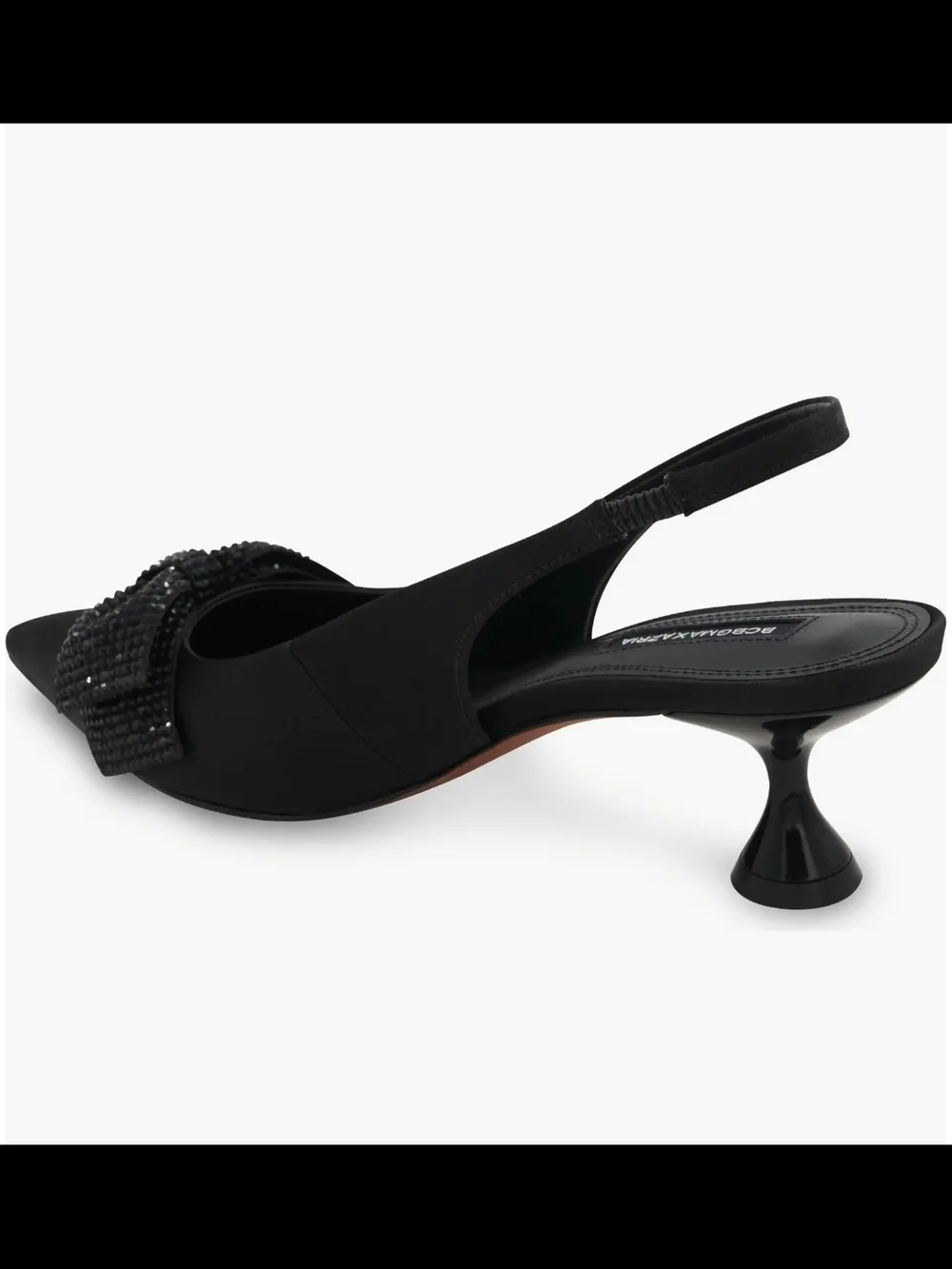 NWT BCBGMaxAzria Size 7.5 Black Crystal Bow Kitten Heel Pumps Preppy Coquette